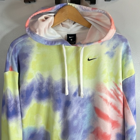 Nike Women’s Tie-Dye Crop Hoodie Pullover Sweatshirt Multicolor Pastel Logo Sz S - Picture 3 of 11